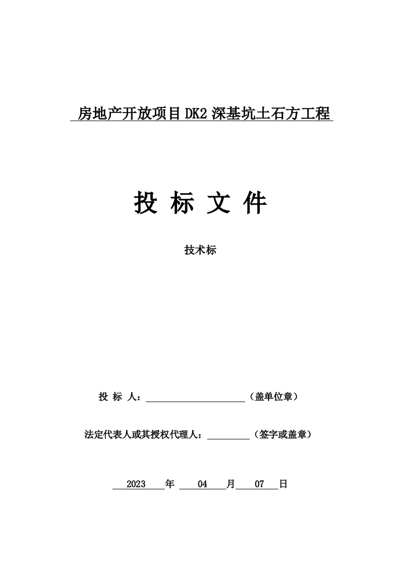 房地产开放项目DK2深基坑土石方工程（211P） 第1页