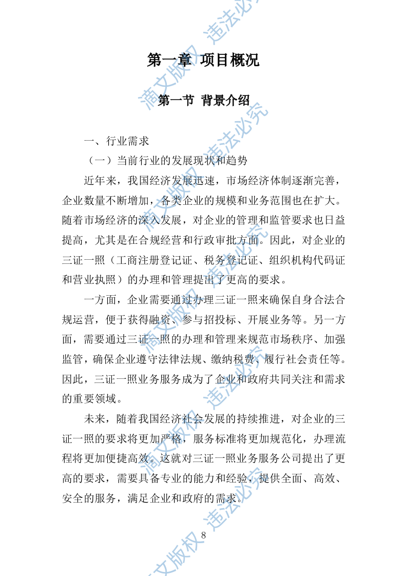 三证一照业务服务投标方案 221 第8页