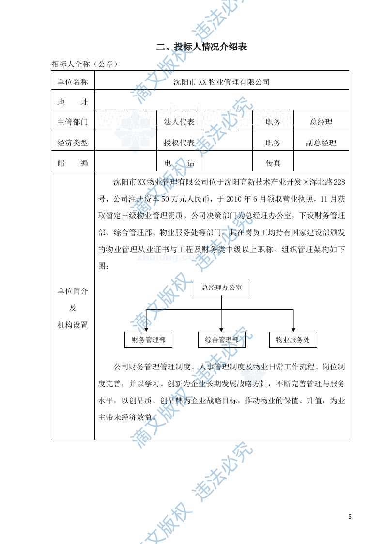 住宅项目前期物业管理投标书 第6页