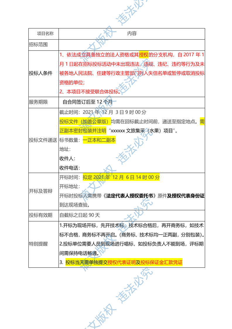 酒店集采（水果）项目-技术投标文件 第1页