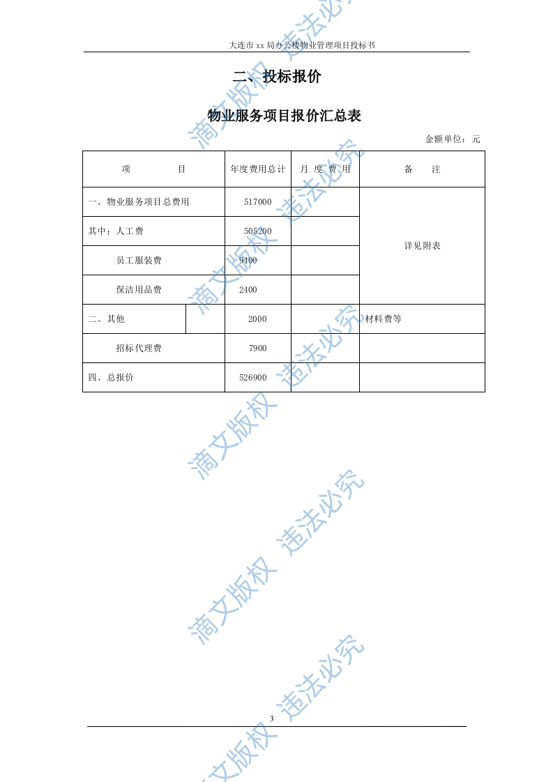 XX市国土局物业服务投标书 第3页