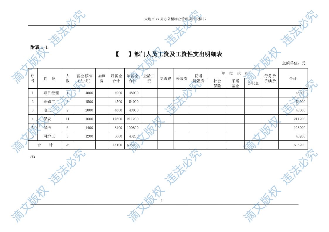 XX市国土局物业服务投标书 第4页