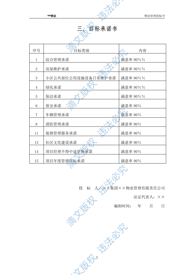 xx水城花园物业管理投标文件 第6页
